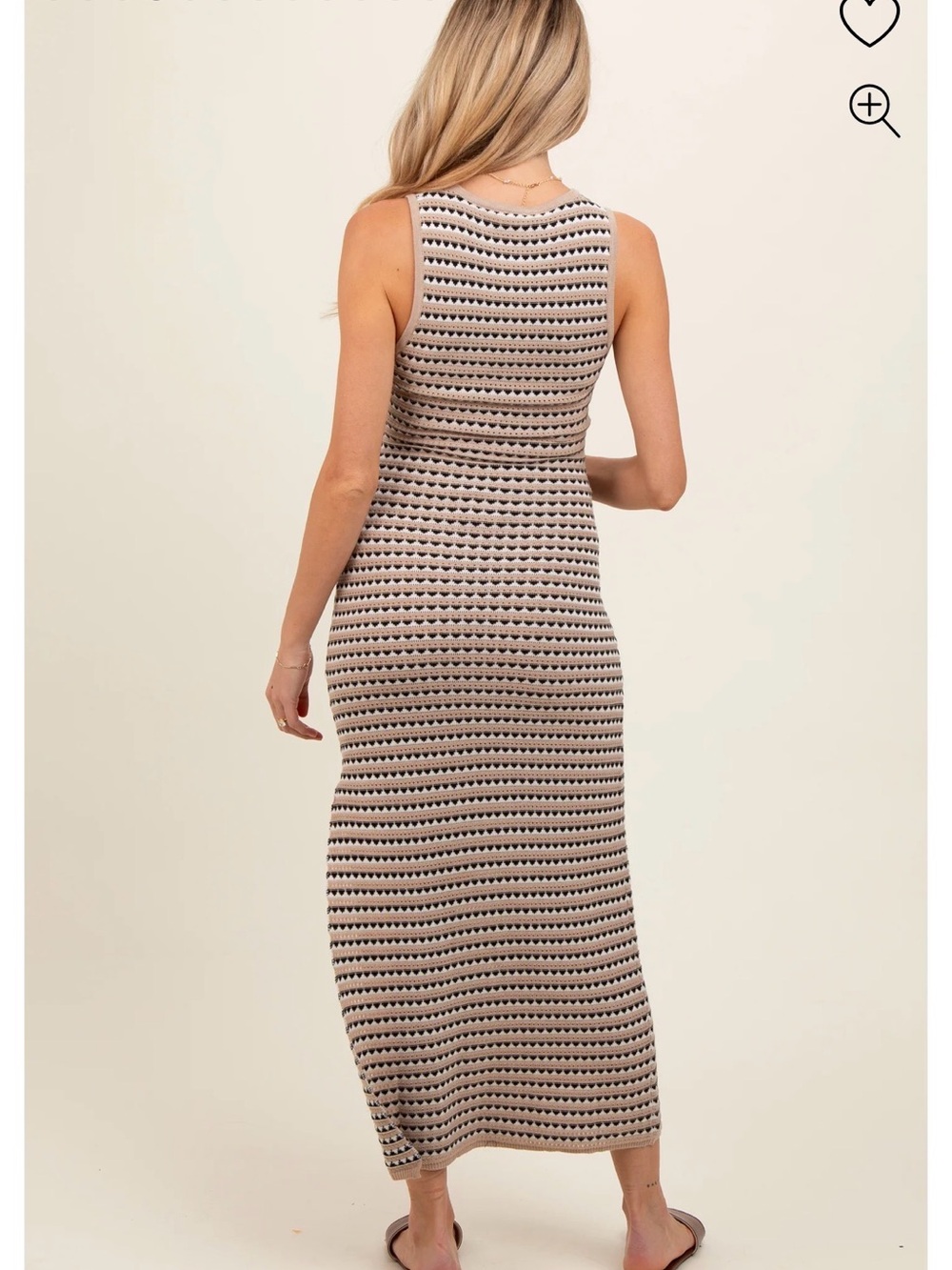 Pinkblush Beige & Black Striped Maternity Maxi Dress - Picture 3 of 5